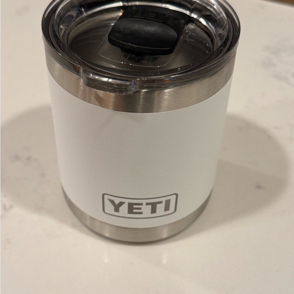 YETI White and Stainless Steel Rambler (10 oz)